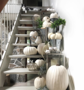 steps with white pumpkins